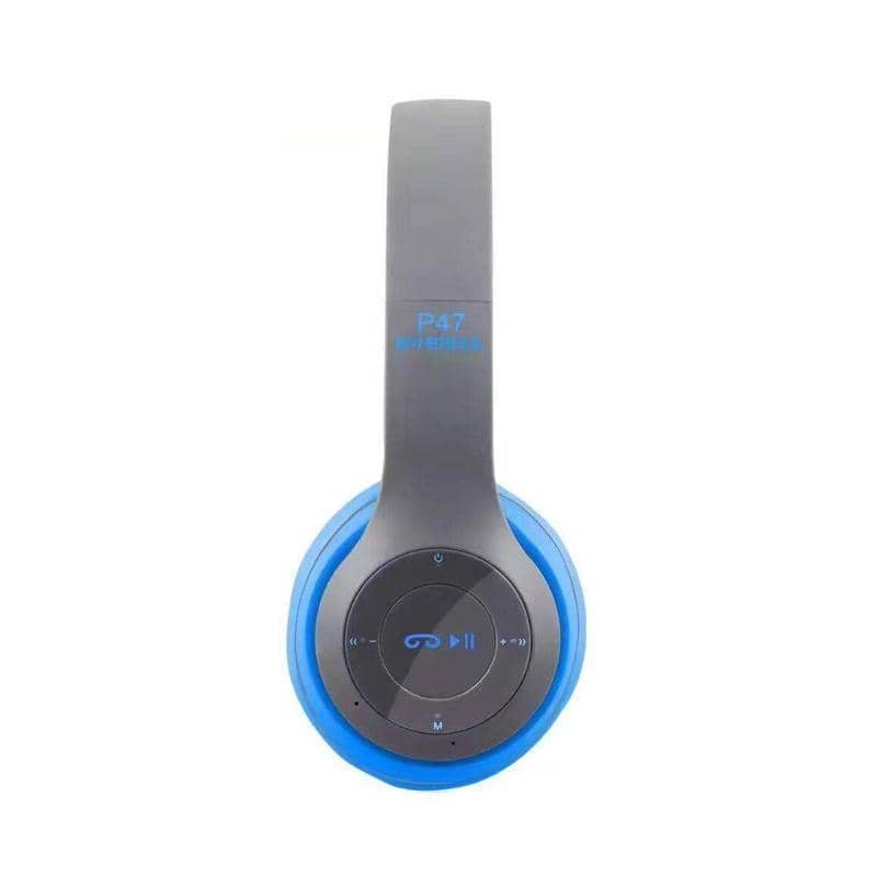 Foldable Wireless Bluetooth Headphones with Mic - Blue