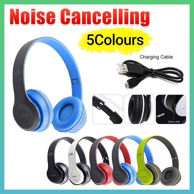 Foldable Wireless Bluetooth Headphones with Mic - Blue - view 2