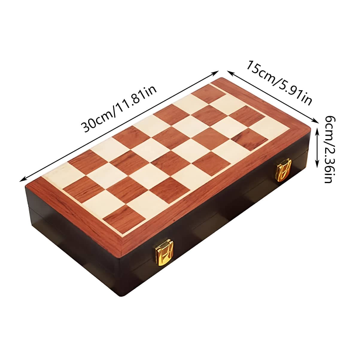 Foldable Wooden Chess Set with Weighted Gold and Silver Pieces - view 3