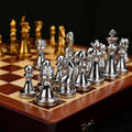 Foldable Wooden Chess Set with Weighted Gold and Silver Pieces - view 4