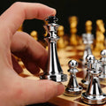 Foldable Wooden Chess Set with Weighted Gold and Silver Pieces - view 5
