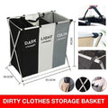 Folding 3 Section Laundry Hamper Sorter, Oxford Cloth and Aluminium Frame