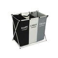 Folding 3 Section Laundry Hamper Sorter, Oxford Cloth and Aluminium Frame - view 2