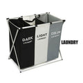 Folding 3 Section Laundry Hamper Sorter, Oxford Cloth and Aluminium Frame - view 3