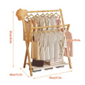 Folding Bamboo Clothes Rack with Fabric Shelf, Freestanding Garment Stand - view 3