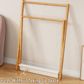 Folding Bamboo Clothes Rack with Fabric Shelf, Freestanding Garment Stand - view 5