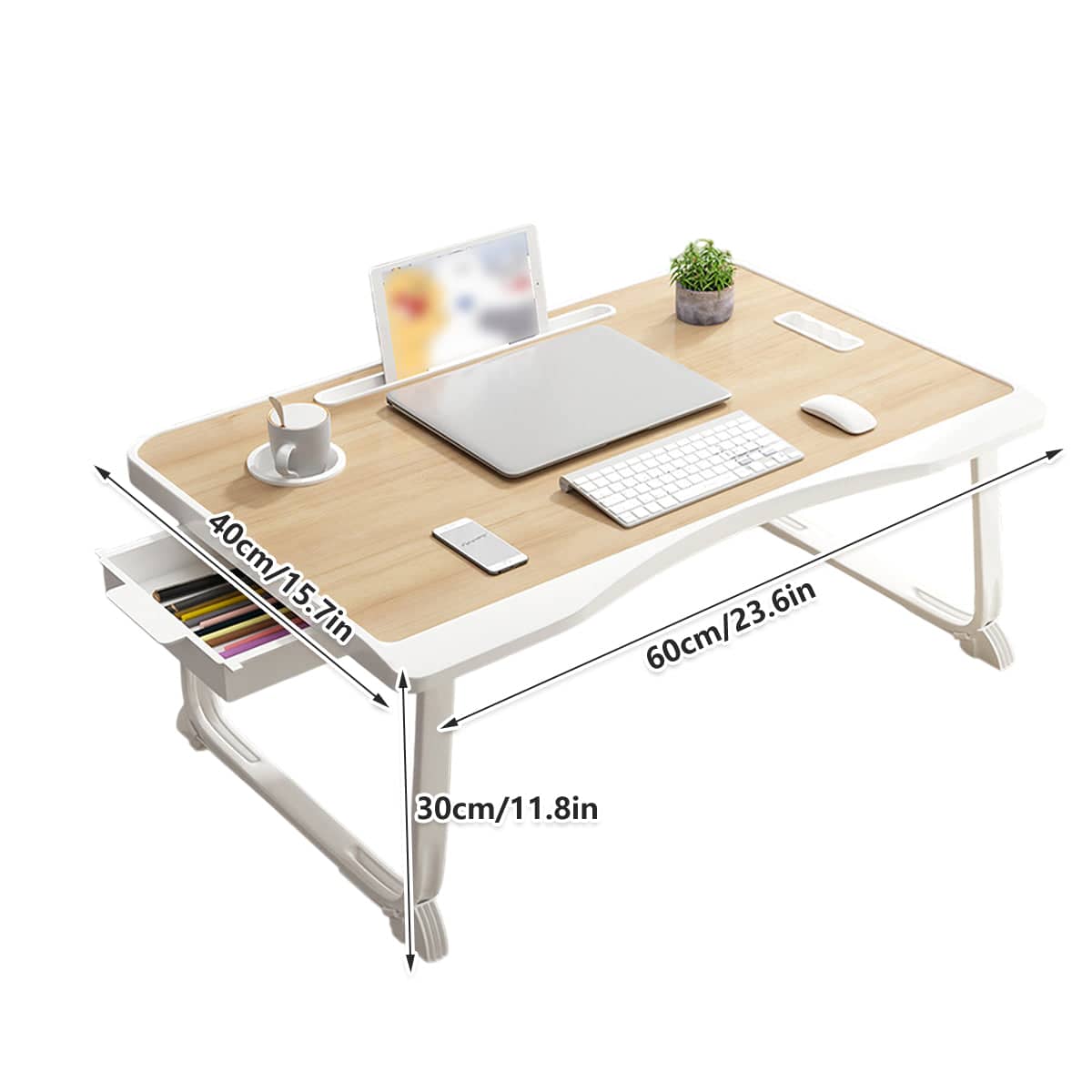 Folding Bed Desk Small Computer Table with Drawer for Student Dorm and Bedroom - view 3