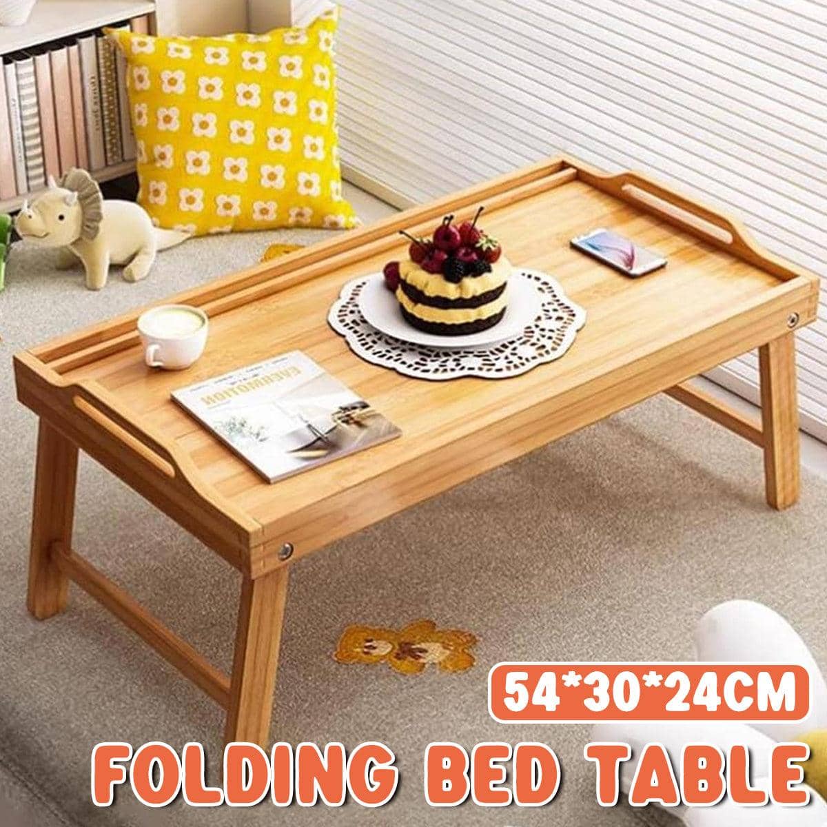 Folding Bed Table, Bamboo Portable Laptop Desk for Bed and Home Office