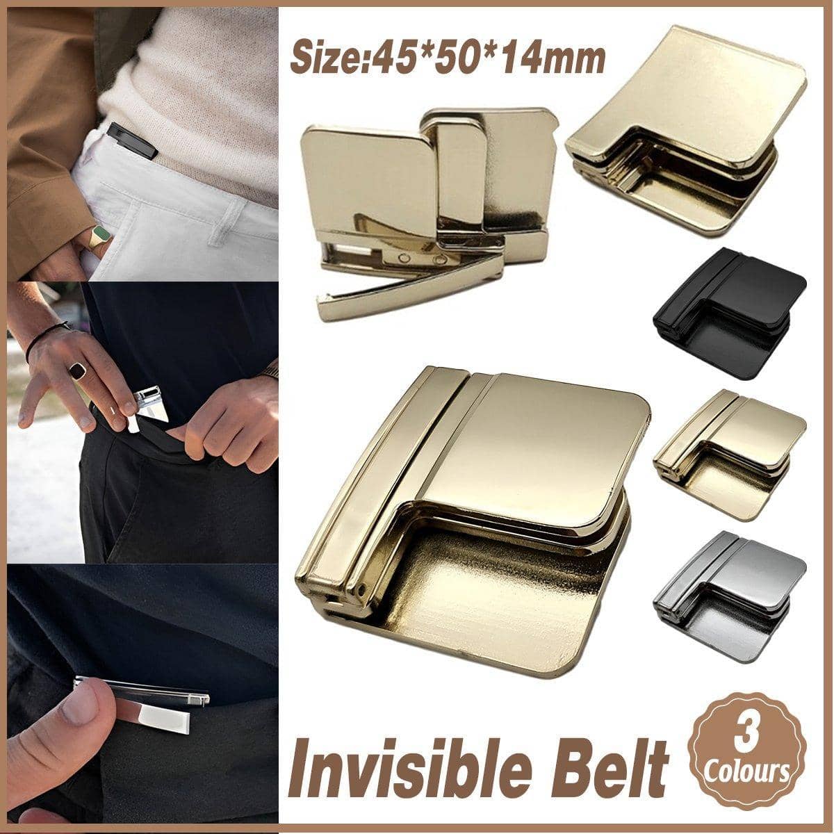 Folding Belt Clip Adjustable Waistband Buckle - Silver - view 2
