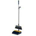 Folding Broom and Dustpan Set with Rotating Head - Dark Blue