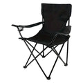 Folding Camping Chair with Armrest and Cup Holder, Portable Outdoor Seat - Black
