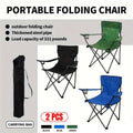 Folding Camping Chair with Armrest and Cup Holder, Portable Outdoor Seat - Black - view 2
