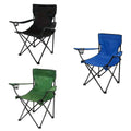 Folding Camping Chair with Armrest and Cup Holder, Portable Outdoor Seat - Black - view 3
