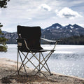 Folding Camping Chair with Armrest and Cup Holder, Portable Outdoor Seat - Black - view 5
