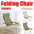 Folding Camping Chair with Solid Wood Armrests, Carbon Steel Frame - Cream - view 2