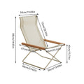 Folding Camping Chair with Solid Wood Armrests, Carbon Steel Frame - Cream - view 4