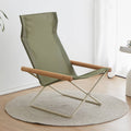 Folding Camping Chair with Solid Wood Armrests, Carbon Steel Frame - Cream - view 5