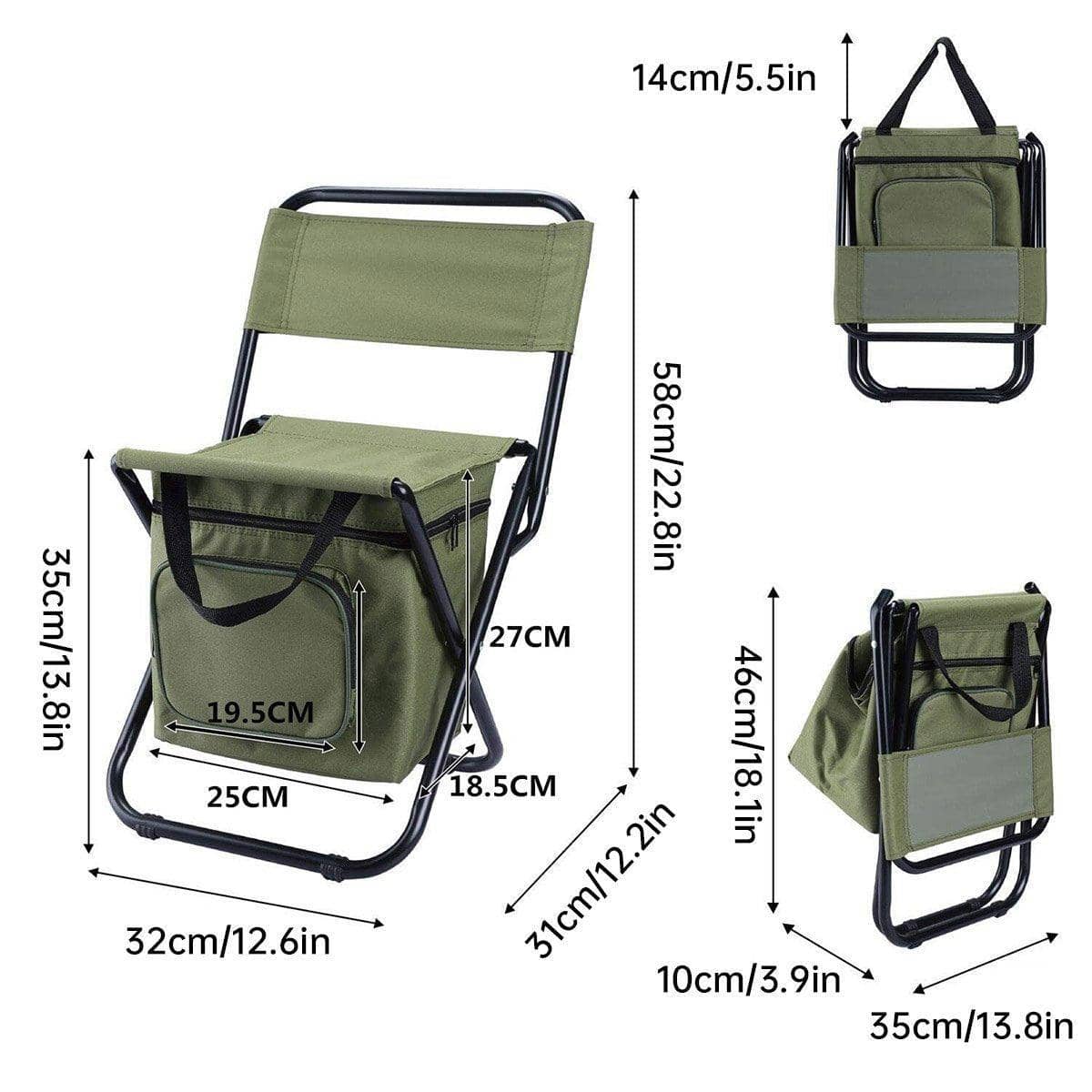 Folding Camping Chair with Storage Bag, Lightweight - Camouflage - view 4