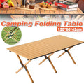Folding Camping Table with Wood Grain Finish, 120 x 60 x 42 cm