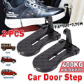 Folding Car Roof Door Step with Emergency Hammer - Set of 2, Black