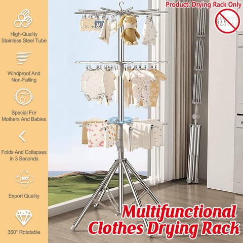 Folding Clothes Drying Rack, Floor Stand 168cm