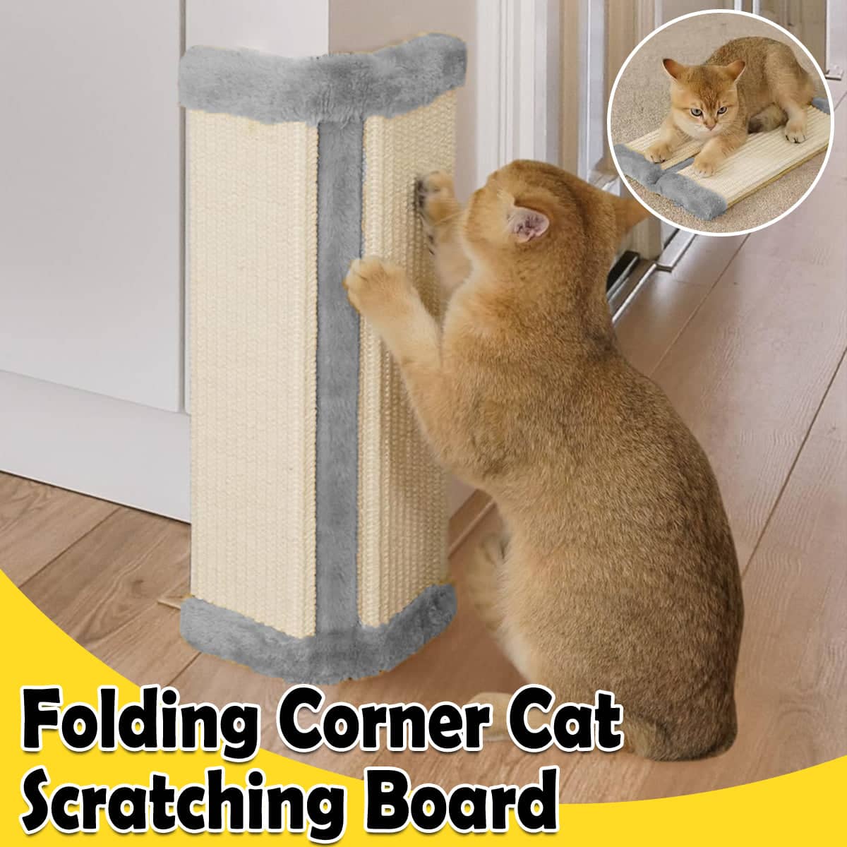 Folding Corner Cat Scratching Board with Sisal - Beige - view 2
