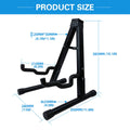 Folding Double Guitar Stand Floor Rack for Electric, Acoustic and Bass Guitars, Black - view 3