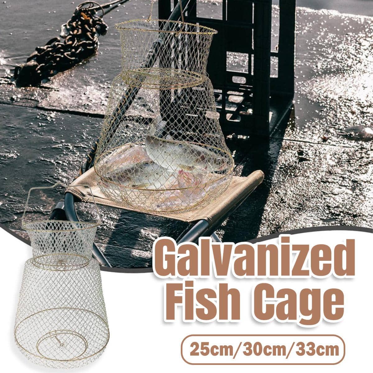 Folding Fish Trap Mesh Cage - 25cm x 33cm - view 2