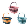 Folding Foot Spa Bath Tub with Massage Bumps - Navy Blue and Orange - view 3