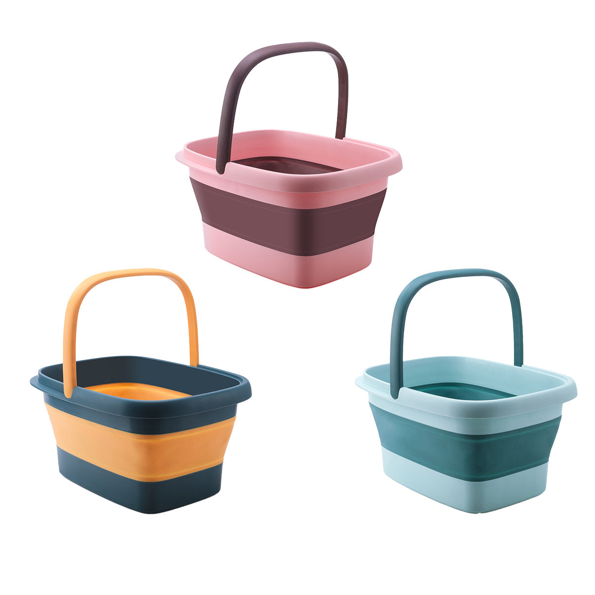 Folding Foot Spa Bath Tub with Massage Bumps - Navy Blue and Orange - view 3