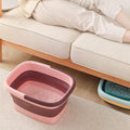 Folding Foot Spa Bath Tub with Massage Bumps - Navy Blue and Orange - view 5