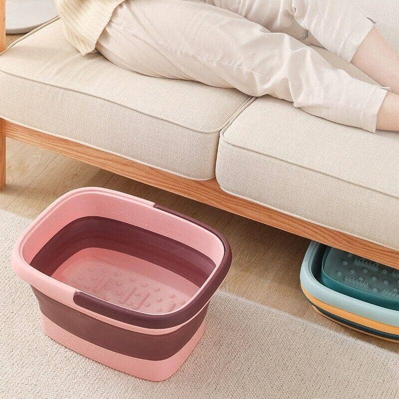 Folding Foot Spa Bath Tub with Massage Bumps - Navy Blue and Orange - view 5
