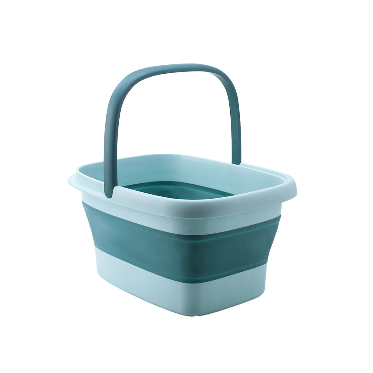 Folding Foot Spa Bath Tub with Massage Bumps - Teal Green and Light Aqua