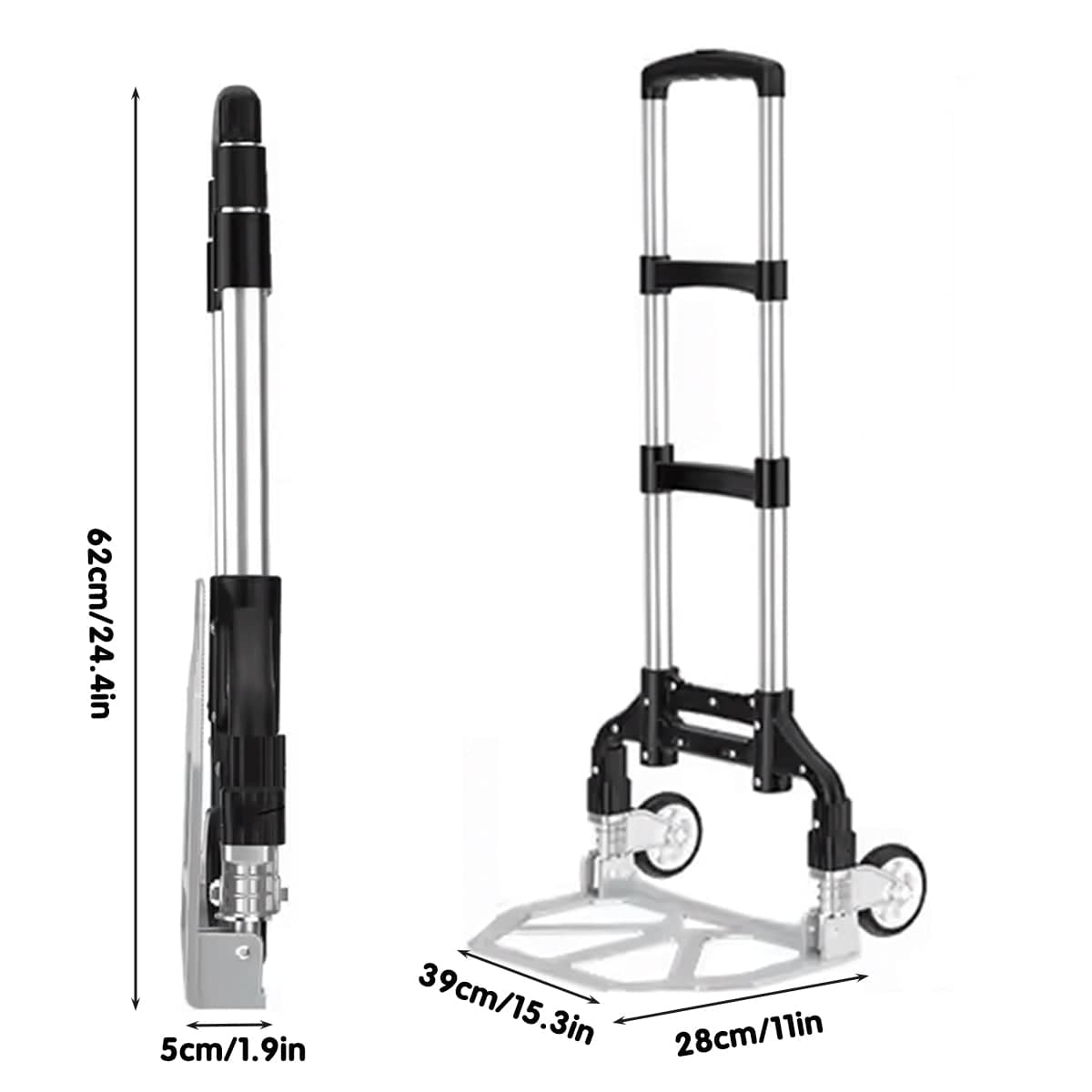 Folding Hand Trolley Cart, Heavy Duty Portable Utility Truck with Extendable Handle - view 3