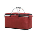 Folding Insulated Picnic Basket Cooler Bag with Aluminium Frame - Wine Red