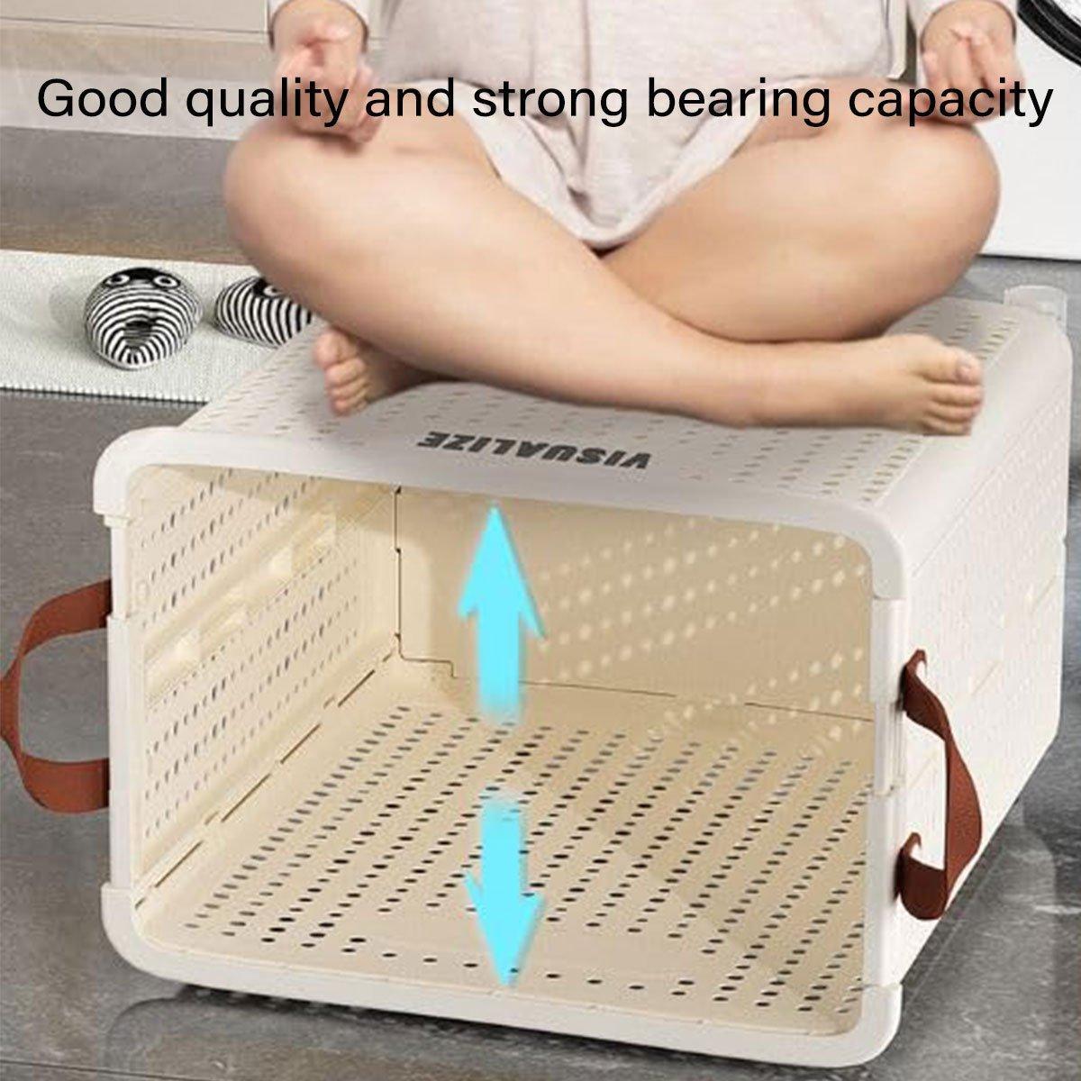 Folding Laundry Basket with Wheels - Large (37.7 x 31 x 50 cm), White - view 15