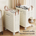 Folding Laundry Basket with Wheels - Large (37.7 x 31 x 50 cm), White - view 5