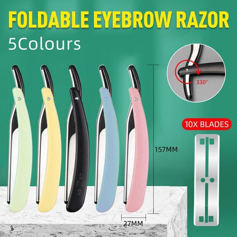 Folding Manual Razor - Blue Handle, 10 Blades Included - view 2