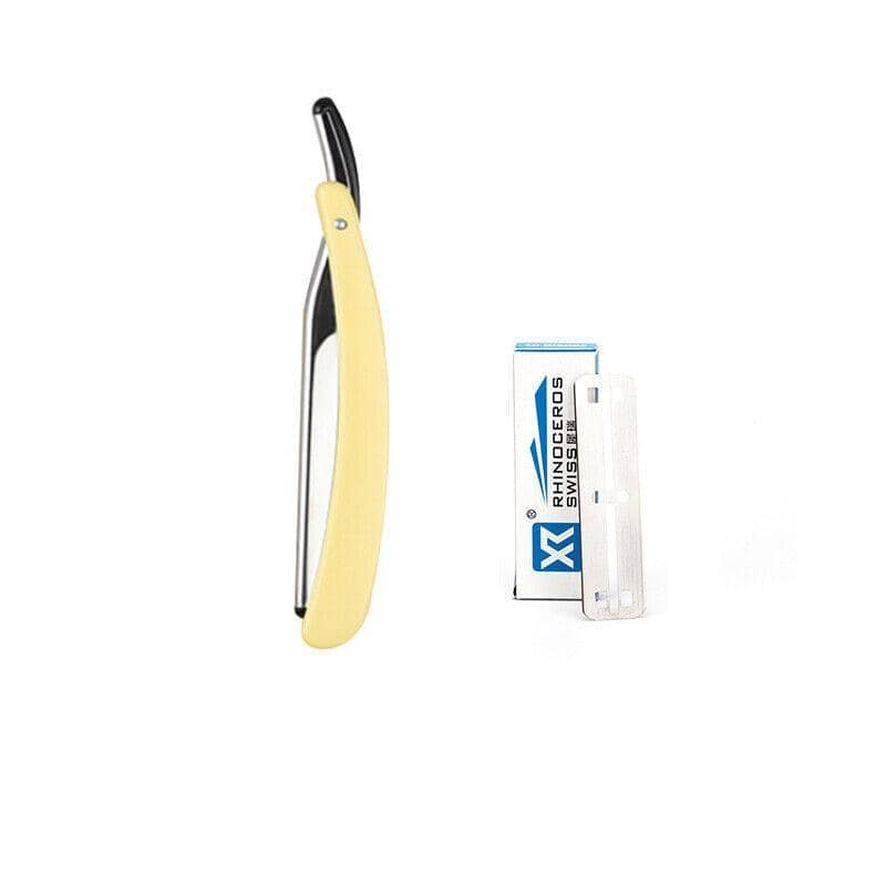 Folding Manual Razor - Yellow Handle, 10 Blades Included