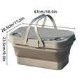 Folding Outdoor Picnic Basket with Lid and Handles, Camping Storage - Grey - view 4