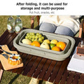 Folding Outdoor Picnic Basket with Lid and Handles, Camping Storage - Grey - view 5