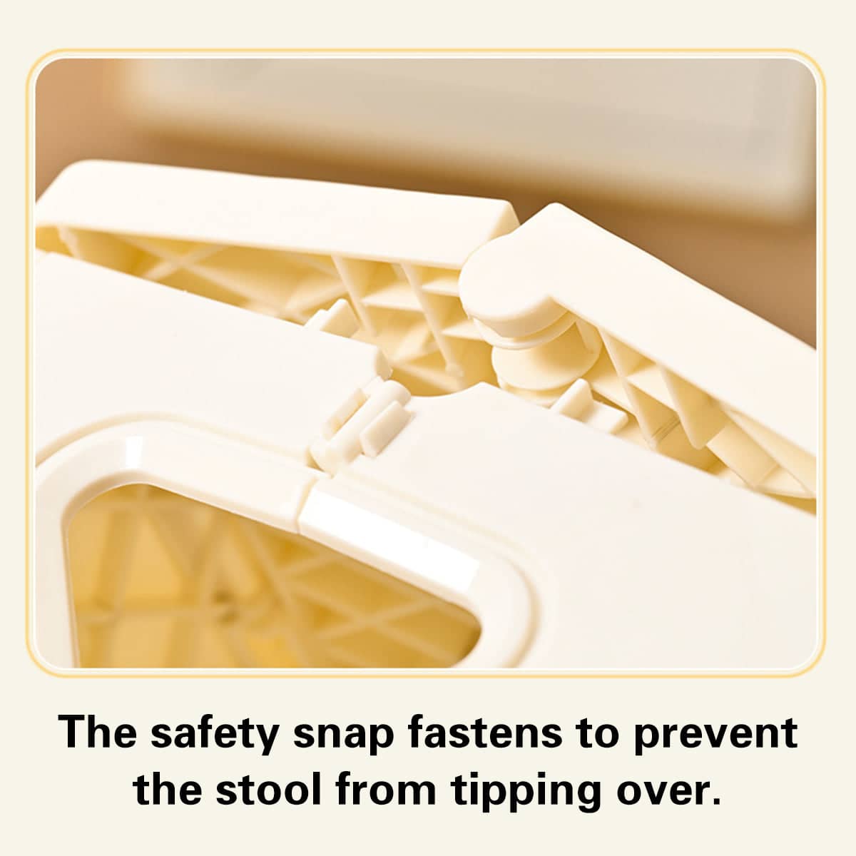 Folding Plastic Stool with Carry Handle - Beige - view 5