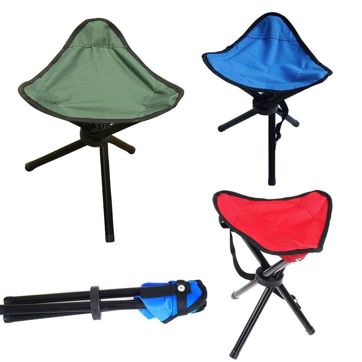 Folding Portable Beach Chair and Fishing Stool - Blue - view 3