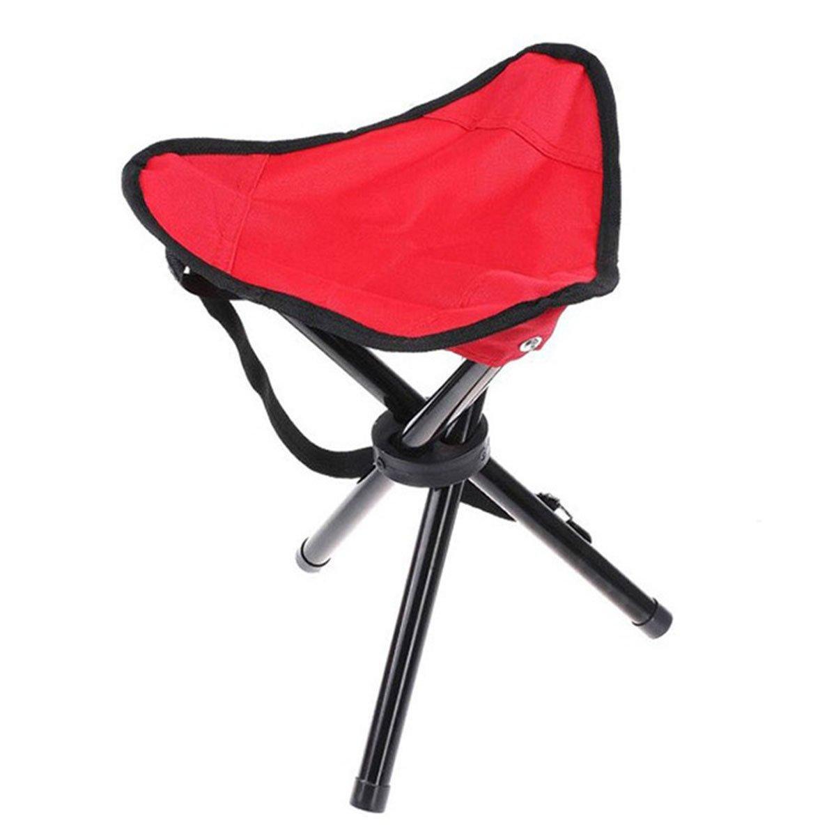 Folding Portable Beach Chair and Fishing Stool - Red