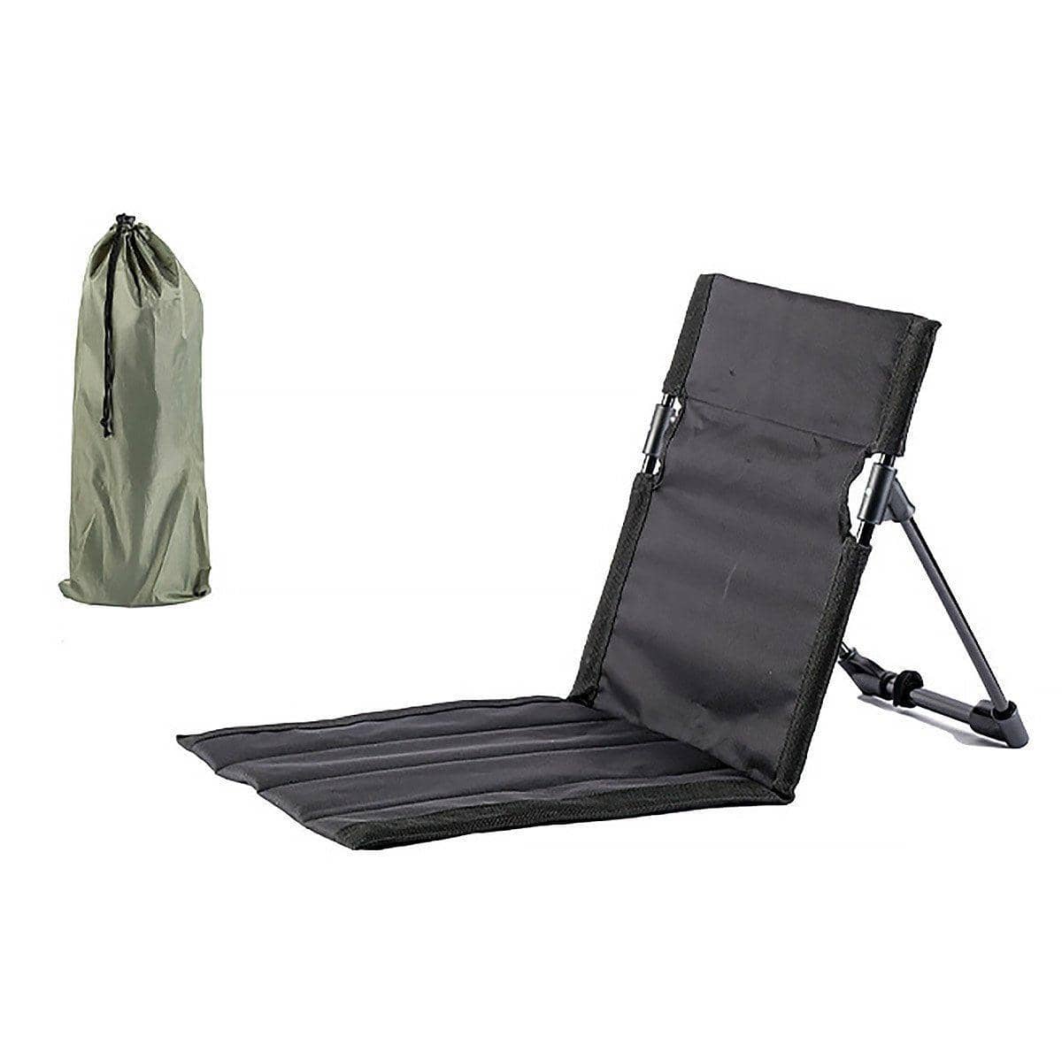 Folding Portable Camping Chair with Backrest - Black