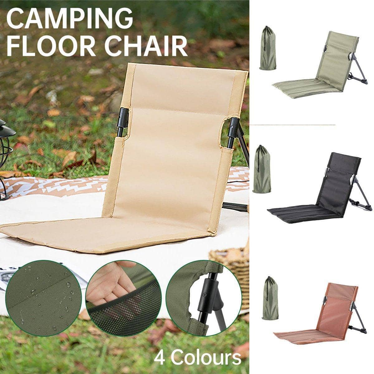 Folding Portable Camping Chair with Backrest - Black - view 2