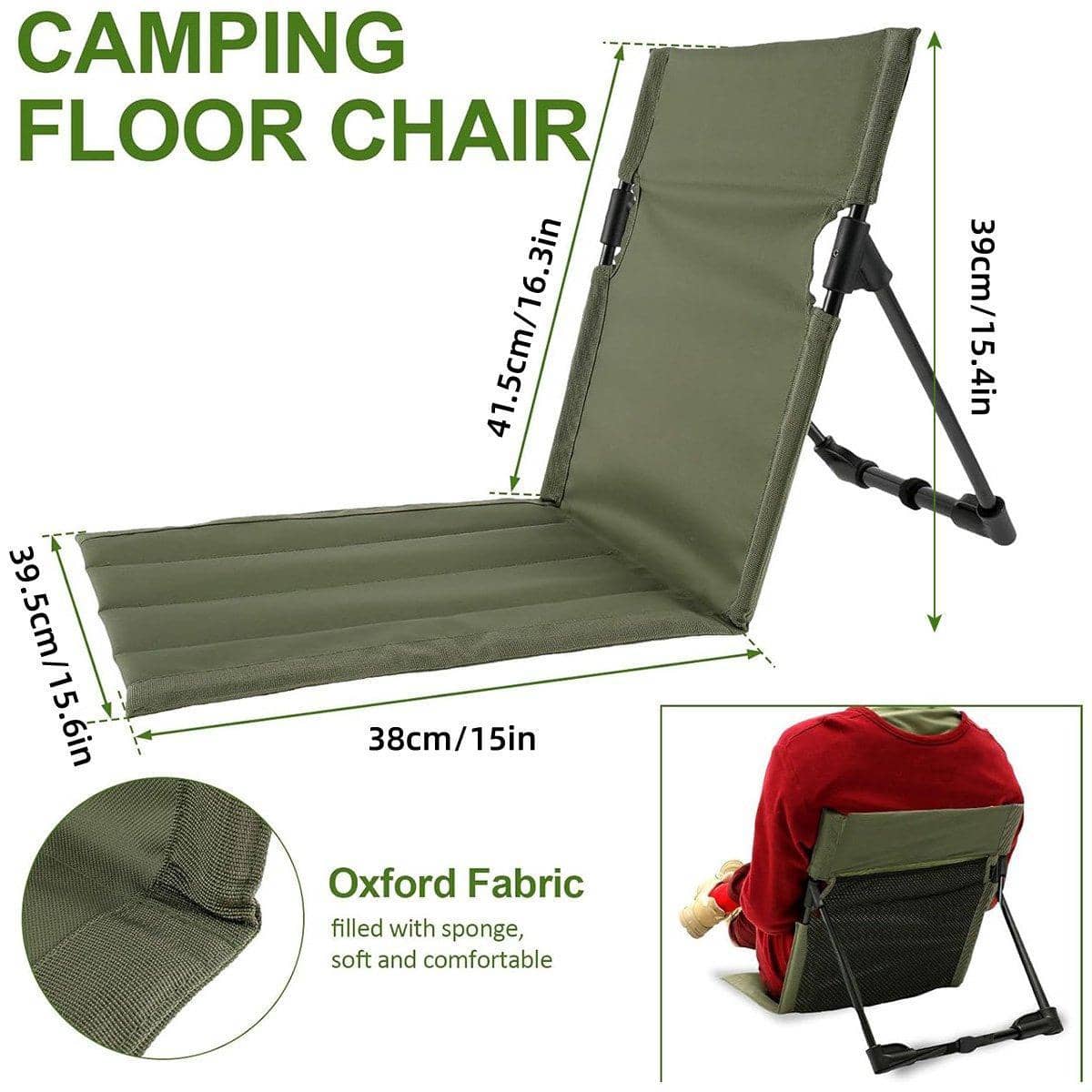 Folding Portable Camping Chair with Backrest - Black - view 4