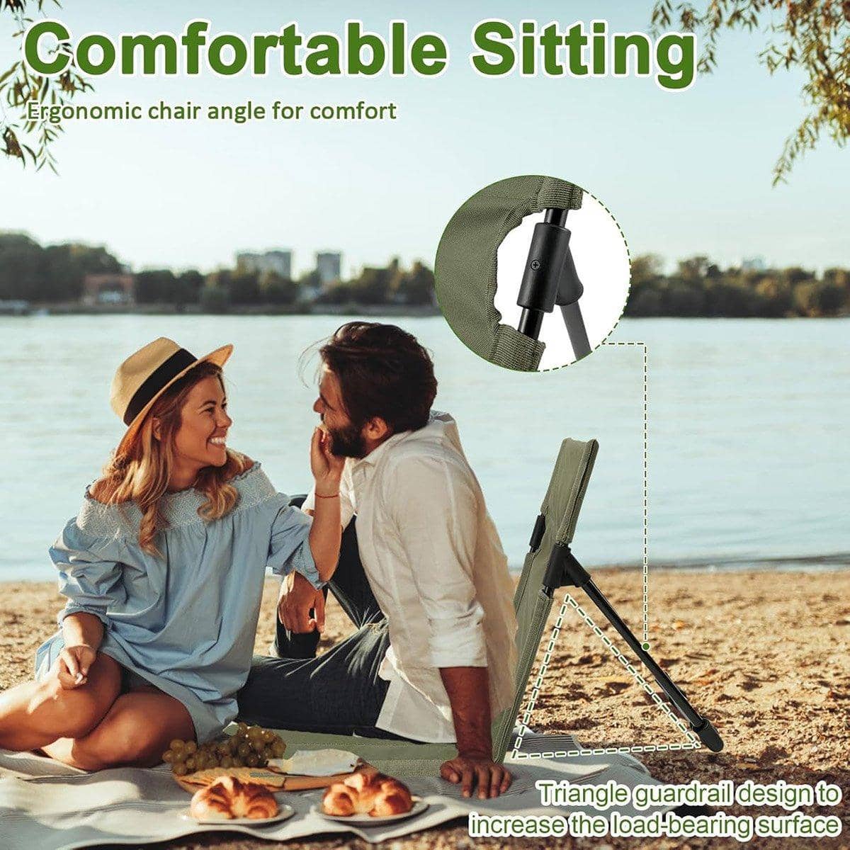 Folding Portable Camping Chair with Backrest - Green - view 5