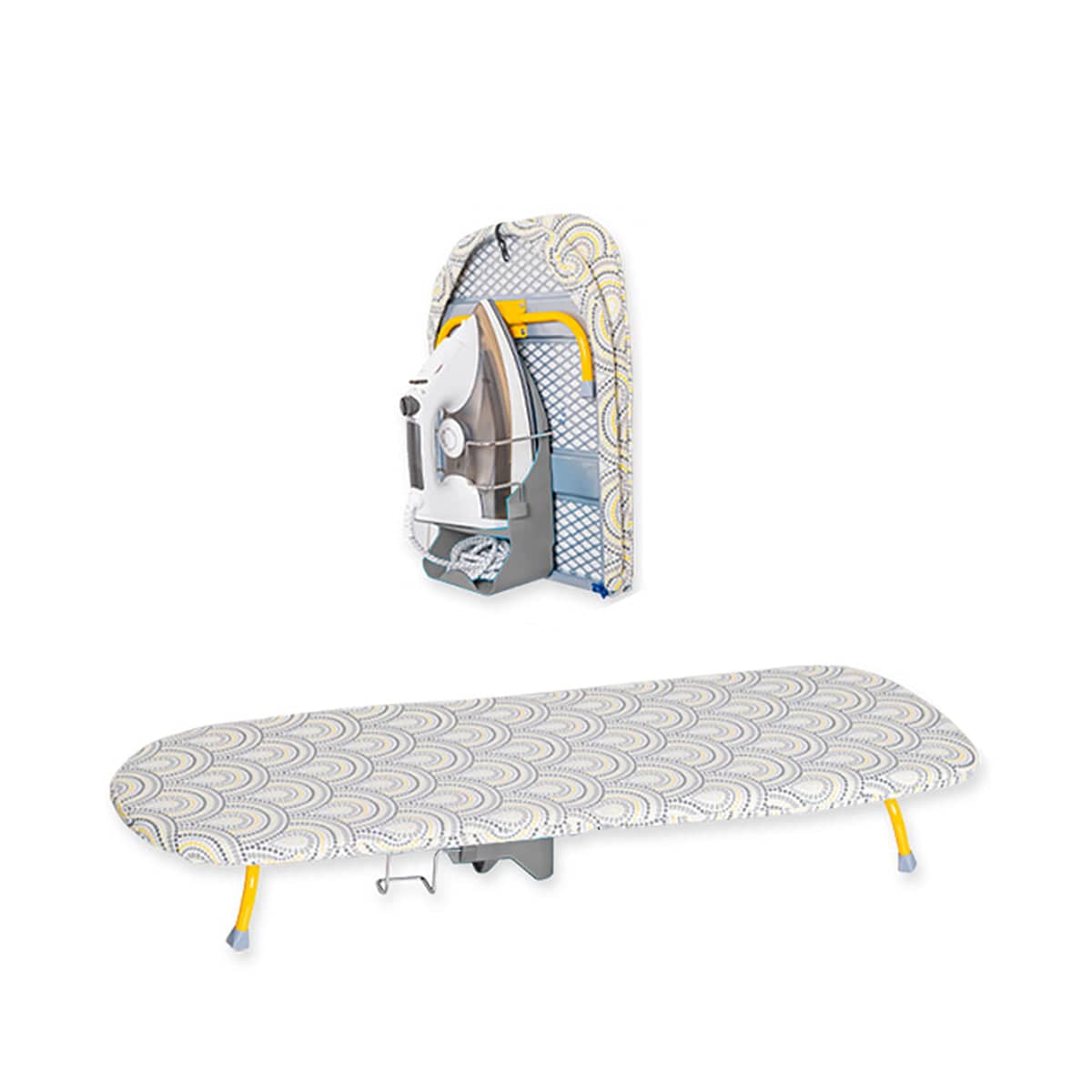 Folding Portable Ironing Board for Small Spaces and Home Use - Peacock Feather Pattern