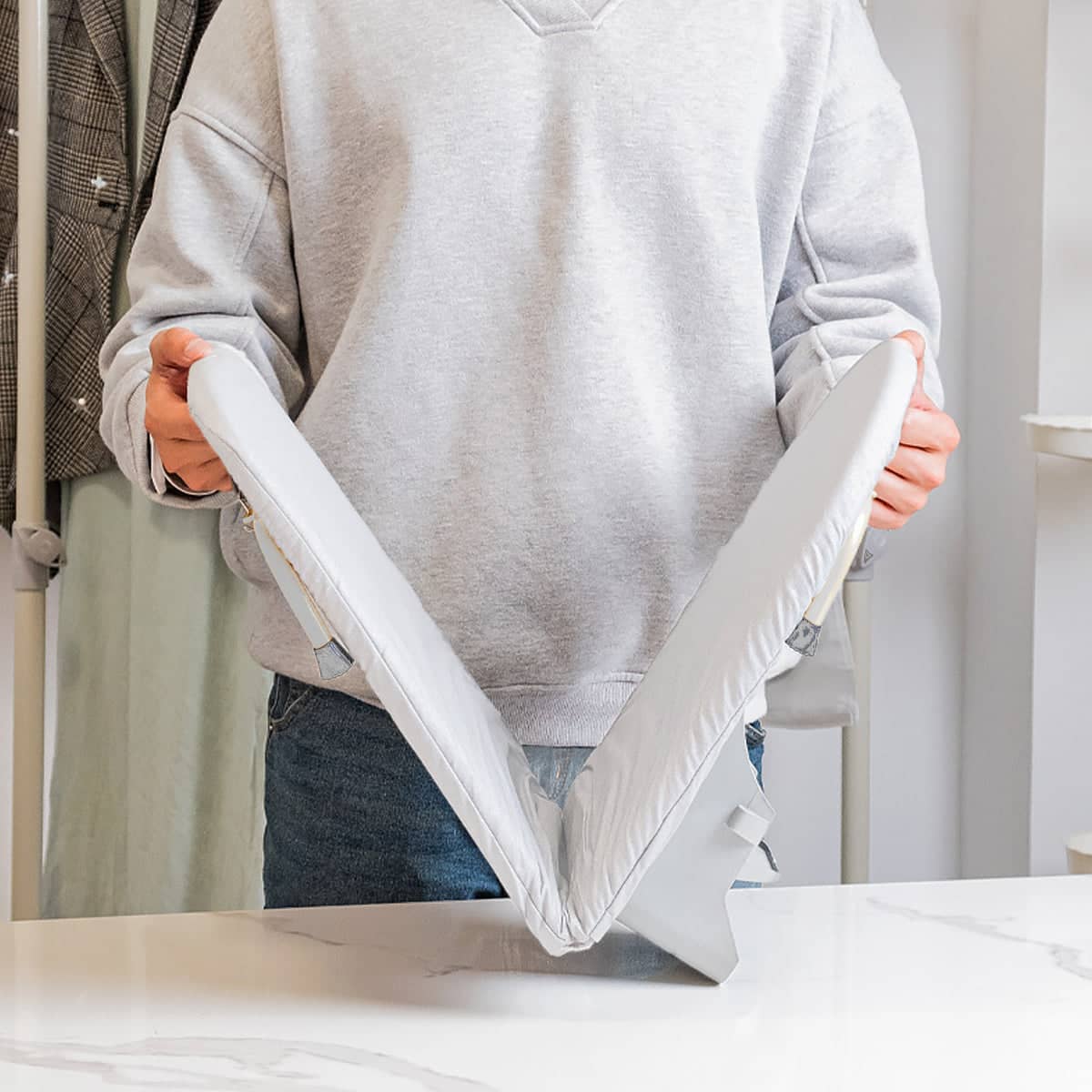 Folding Portable Ironing Board for Small Spaces and Home Use - White - view 5